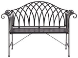 Outdoor Garden Bench Black Metal 130 cm 2 Seater Flared Armrests Vintage Style Beliani