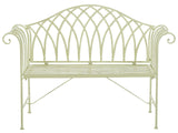Outdoor Garden Bench Pistachio Light Green Metal 130 cm 2 Seater Flared Armrests Vintage Style Beliani