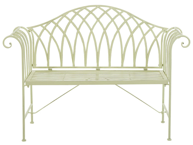 Outdoor Garden Bench Pistachio Light Green Metal 130 cm 2 Seater Flared Armrests Vintage Style Beliani