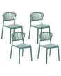 Set of 4 Dining Chairs Plastic Green Indoor Outdoor Garden Stacking Minimalistic Style Beliani