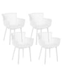 Set of 4 Dining Chairs White Plastic Indoor Outdoor Garden with Armrests Minimalistic Style Beliani