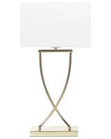 Table Lamp Gold Metal White Polycotton Shade Rectangular 62H cm Modern Living Room Beliani