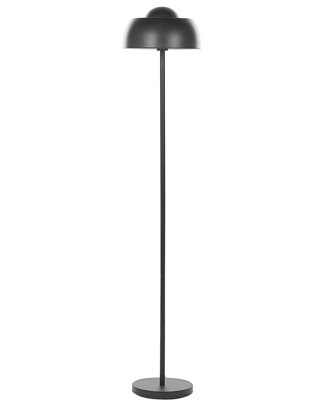 Floor Lamp Black Metal Round Base Dome Shade Glam Ambient Light Living Room Lightning Beliani