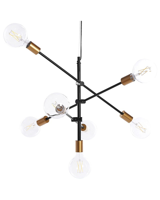 7 Light Pendant Lamp Black Metal Industrial Living Room Ceiling Light Beliani