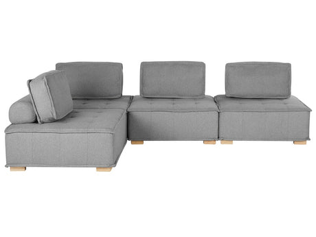 Corner Sofa Grey Polyester Fabric 300 x 200 cm Upholstered 4 Seater Modular L-Shaped Scandinavian Modern Beliani