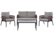 Outdoor Sofa Set Grey for 4 People Aluminium Frame Couch Armchairs with Fabric Cushions Coffee Table Modern Design Beliani