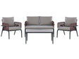 Outdoor Sofa Set Grey for 4 People Aluminium Frame Couch Armchairs with Fabric Cushions Coffee Table Modern Design Beliani