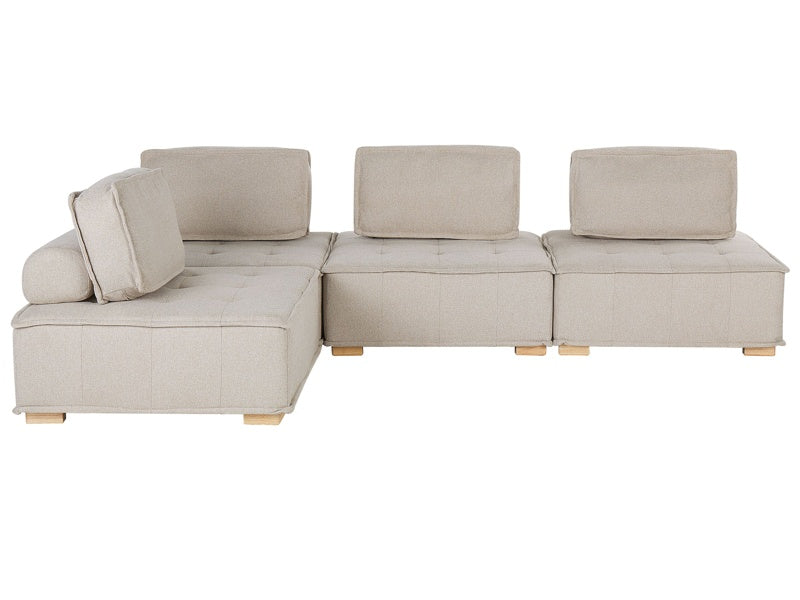 Corner Sofa Beige Polyester Fabric 300 x 200 cm Upholstered 4 Seater Modular L-Shaped Scandinavian Modern Beliani