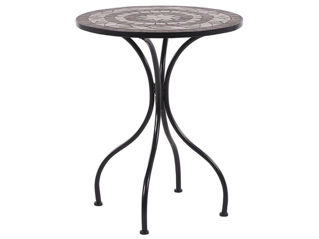 Garden Bistro Table Black Metal Mosaic Tiles Pattern Tabletop Vintage Style Beliani