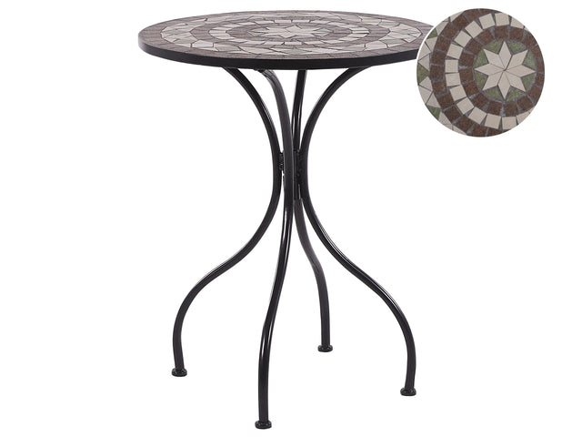 Garden Bistro Table Black Metal Mosaic Tiles Pattern Tabletop Vintage Style Beliani