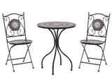 Garden Bistro Set Metal Black Table and Folding Chairs Mosaic Pattern Tiles Vintage Style Outdoor Set Beliani