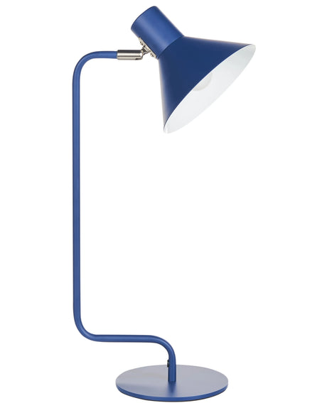 Desk Lamp Blue Metal 51 cm Bedside Table Lighting Adjustable Cone Shade On-Off Switch Bedroom Living Room Home Office Industrial Design Beliani