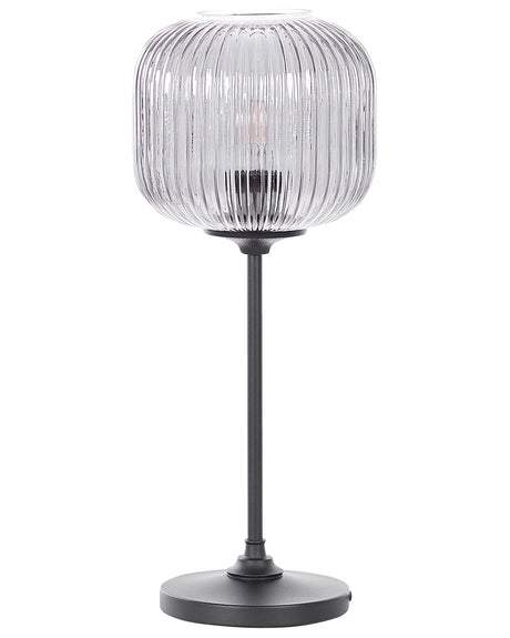 Table Lamp Black Grey Glass Iron 50 cm Globe Shade Bedside Table Light Bedroom Living Room Retro Classic Beliani