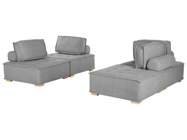 Sofa Set Grey Polyester Fabric 300 x 200 cm Upholstered 4 Seater Modular Scandinavian Modern Beliani