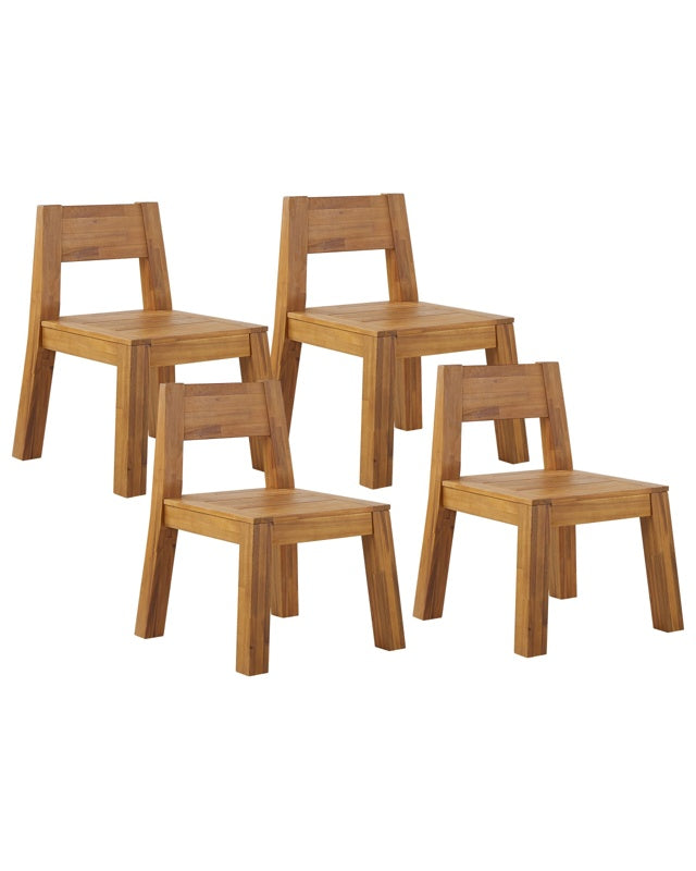 Set of 4 Garden Chairs Laminated Acacia Wood Indoor Outdoor Rustic Design Beliani