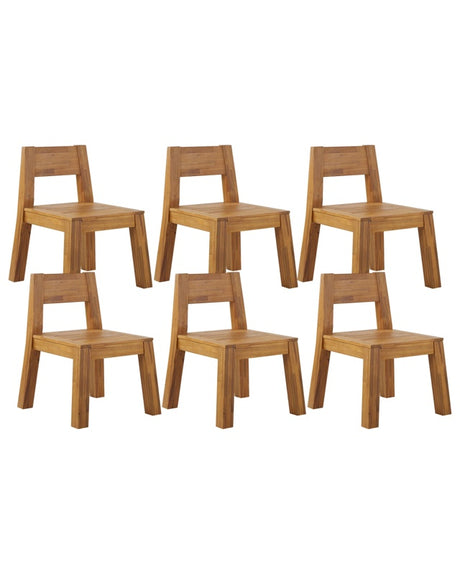 Set of 6 Garden Chairs Laminated Acacia Wood Indoor Outdoor Rustic Design Beliani