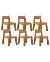Set of 6 Garden Chairs Laminated Acacia Wood Indoor Outdoor Rustic Design Beliani