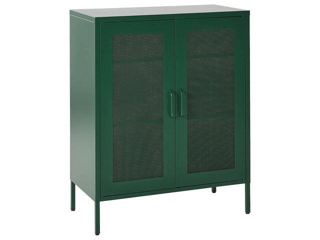 Office Cabinet Green Metal 2 Doors Locks Keys Industrial Design Home Office Furniture Beliani