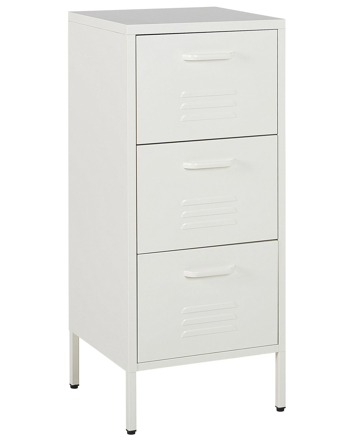 3 Drawer Storage Cabinet White Metal Steel Home Office Unit Industrial Small Chest of Drawers Beliani