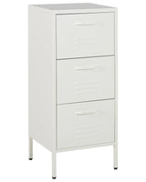 3 Drawer Storage Cabinet White Metal Steel Home Office Unit Industrial Small Chest of Drawers Beliani
