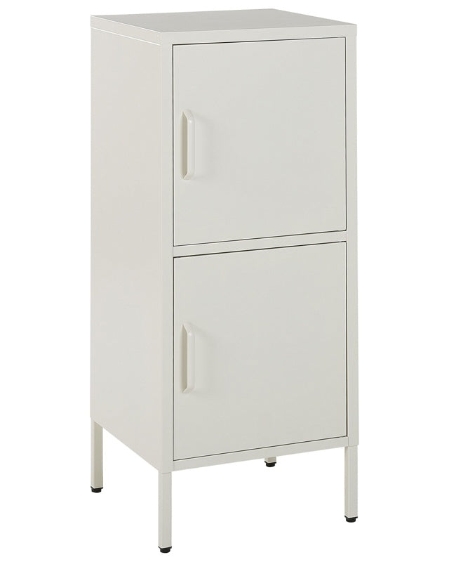 2 Door Storage Cabinet White Metal Home Office Unit Steel 4 Shelves  Beliani