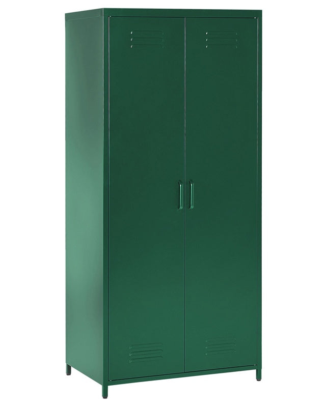 Home Office Storage Cabinet Green Steel 2 Doors 4 Shelves Industrial Design  Beliani