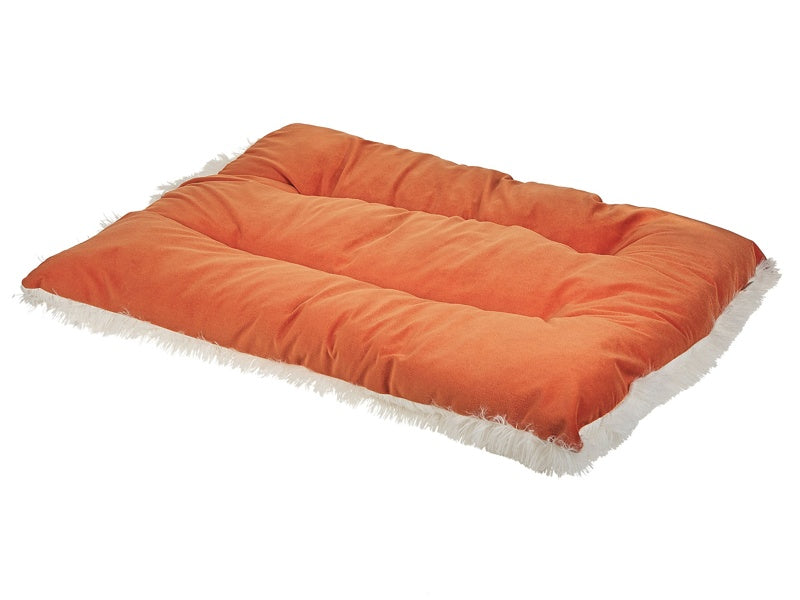 Pet Bed Orange Velvet Polyester 70 x 55 cm Rectangular Soft Cushion for Dogs Animals Beliani