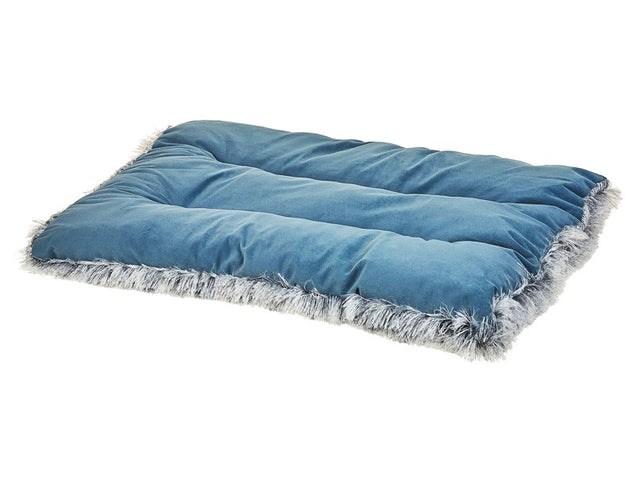 Pet Bed Blue Velvet Polyester 60 x 45 cm Rectangular Soft Cushion for Dogs Animals Beliani