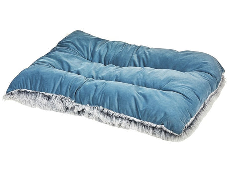 Pet Bed Blue Velvet Polyester 90 x 60 cm Rectangular Soft Cushion for Dogs Animals Beliani