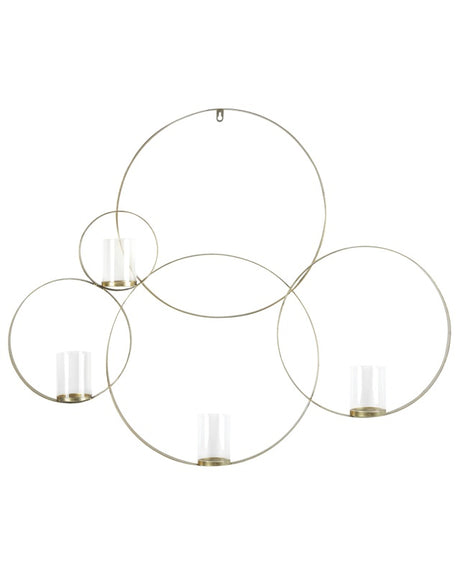 Wall Candle Holder Gold Metal and Glass 80 cm Glamour Centerpiece Decoration Beliani