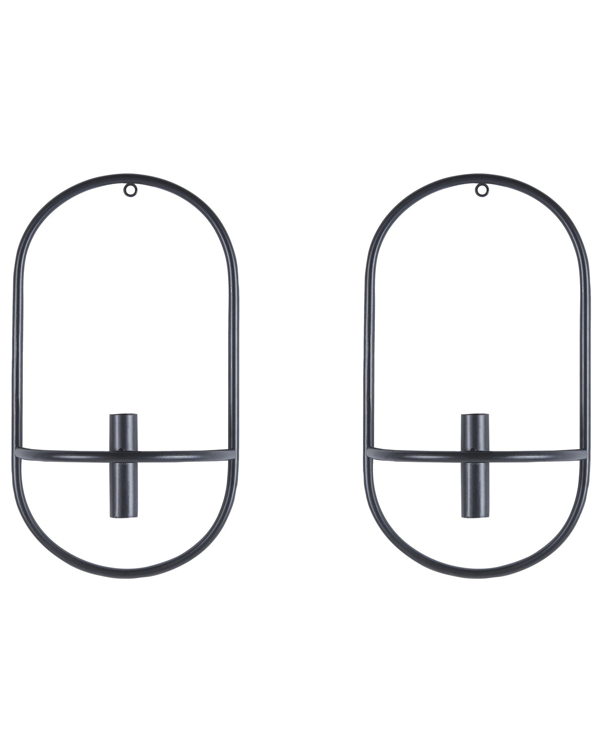 Set of 2 Wall Candle Holders Black Iron Modern Minimalistic Design Decoration Beliani