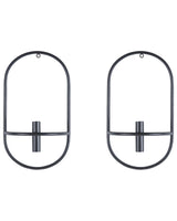 Set of 2 Wall Candle Holders Black Iron Modern Minimalistic Design Decoration Beliani