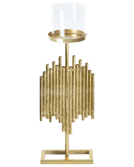 Candle Holder Gold Metal Glass Shade 53 cm Modern Accent Piece Decoration  Beliani