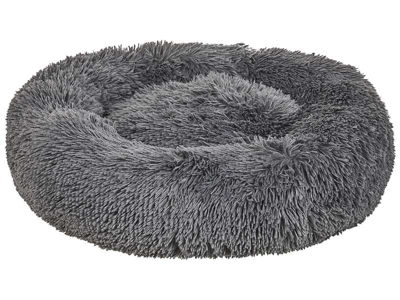 Pet Bed Dark Grey Polyester 80 x 80 cm Round Dog Cat Soft Plushy Furry Cuddler Cushion Living Room Bedroom Beliani