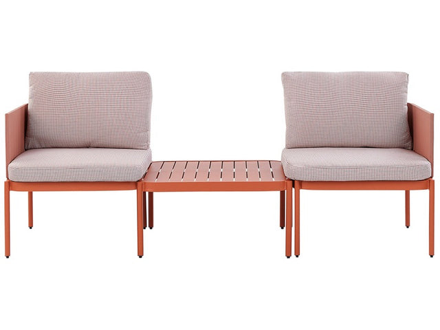 Convertible Garden Sofa Set Orange Aluminium 2 seater with Cushions and Table  Beliani