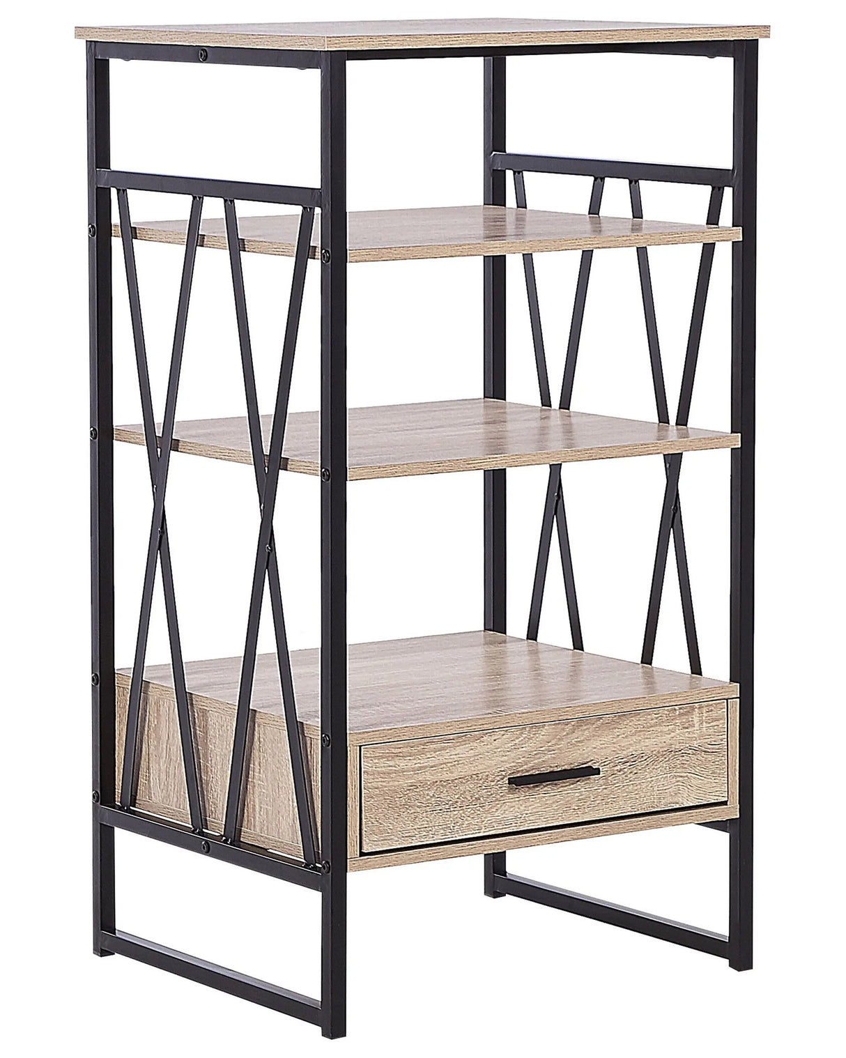 Console Table TV Stand Dark Wood and Metal 3 Shelves 1 Drawer Home Office Furniture Modern Style Beliani