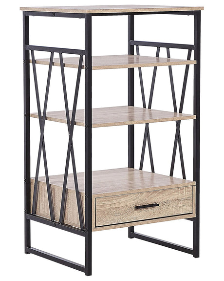 Console Table TV Stand Dark Wood and Metal 3 Shelves 1 Drawer Home Office Furniture Modern Style Beliani