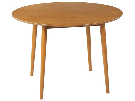 Dining Table Light Brown MDF Rubberwood  110 cm Round Retro-Inspired Design Living Room Dining Room Beliani