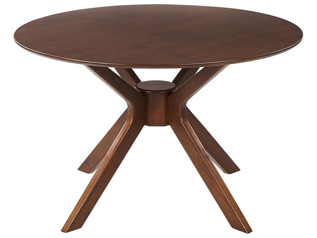 Dining Table Dark Wood MDF Rubberwood ø 120 cm Round Retro-Inspired Design Living Room Dining Room Beliani