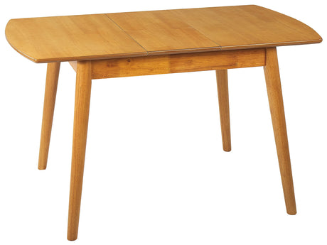Dining Table Light Brown MDF Rubberwood 100/130 x 80 cm Extendable Top Solid Wood Legs Rectangular Retro Design Beliani