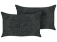 Set of 2 Decorative Cushions Grey Cotton Mandala Pattern 30 x 50 cm Oriental Vintage Decor Accessories Beliani