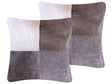 Decorative Cushions  Grey Cowhide Leather Patchwork Two Pieces 45 x 45 cm Country Modern Decor Accessories Beliani