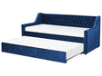 Trundle Bed Frame Blue Velvet EU Single Size 3ft Slatted Frame Buttoned Glam Beliani