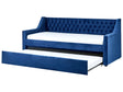 Trundle Bed Frame Blue Velvet EU Single Size 3ft Slatted Frame Buttoned Glam Beliani
