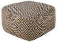 Pouffe Black and White Wool Geometruc Pattern Square Boho Modern Footstool Upholstered Seat Beliani