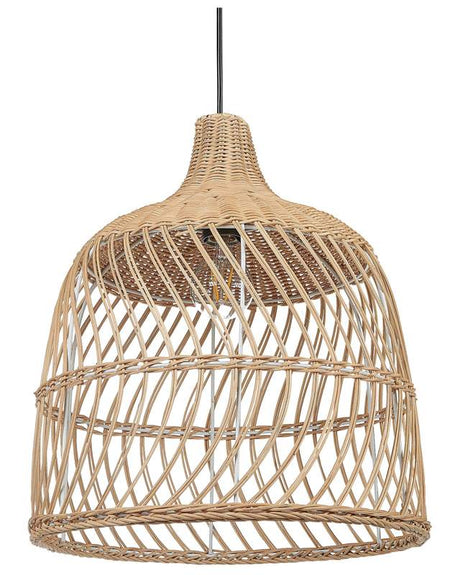 Pendant Lamp Light Natural Rattan Hand Woven Wicker Shade Ceiling Light Boho Style Beliani