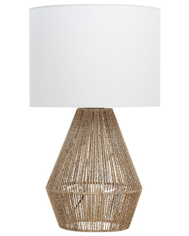 Table Lamp Natural Paper Cord Weave Bedside Table Light Ambient Lighting Beliani