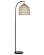 Floor Lamp Natural Beige Colour Rattan Shade 165 cm Metal Arm Boho Light Living Room Beliani