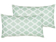 Set of 2 Outdoor Cushions Mint Green and White 40 x 70 cm Geometric Diamond Pattern Garden Pillows Indoor Outdoor Beliani