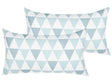 Set of 2 Outdoor Cushions Blue and White 40 x 70 cm Geometric Triangle Pattern Garden Pillows Indoor Outdoor Beliani